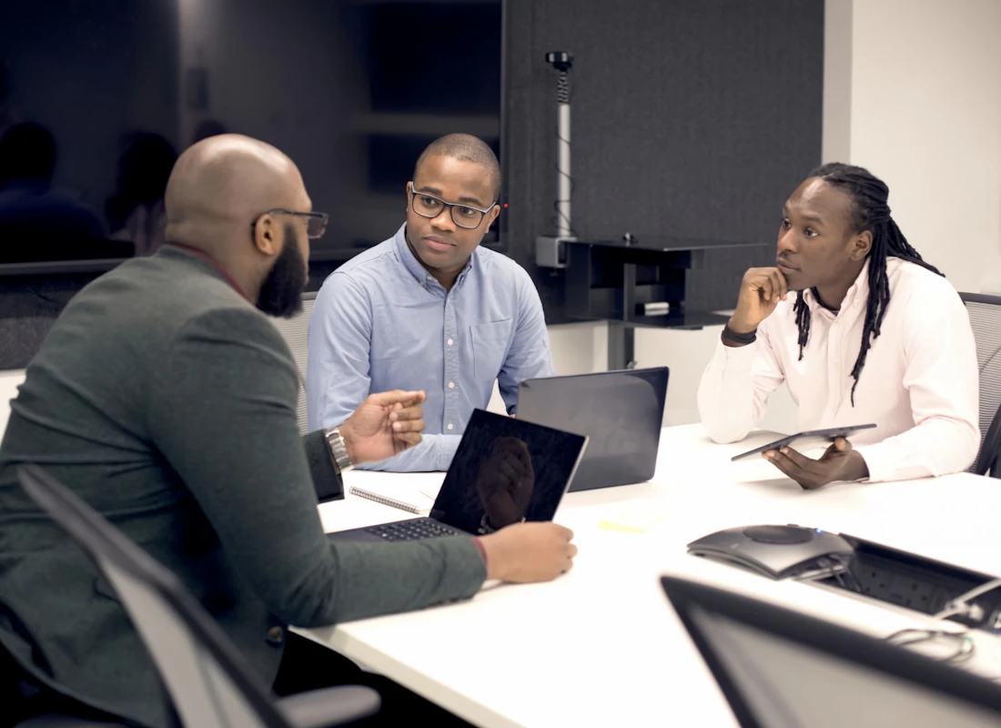 Consultant discussing a growth plan with a healthcare team